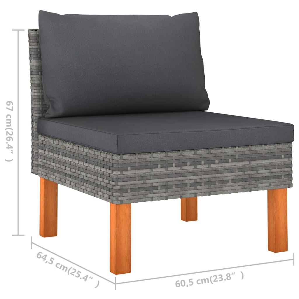 vidaXL 4 Piece Patio Lounge Set with Cushions Poly Rattan Gray