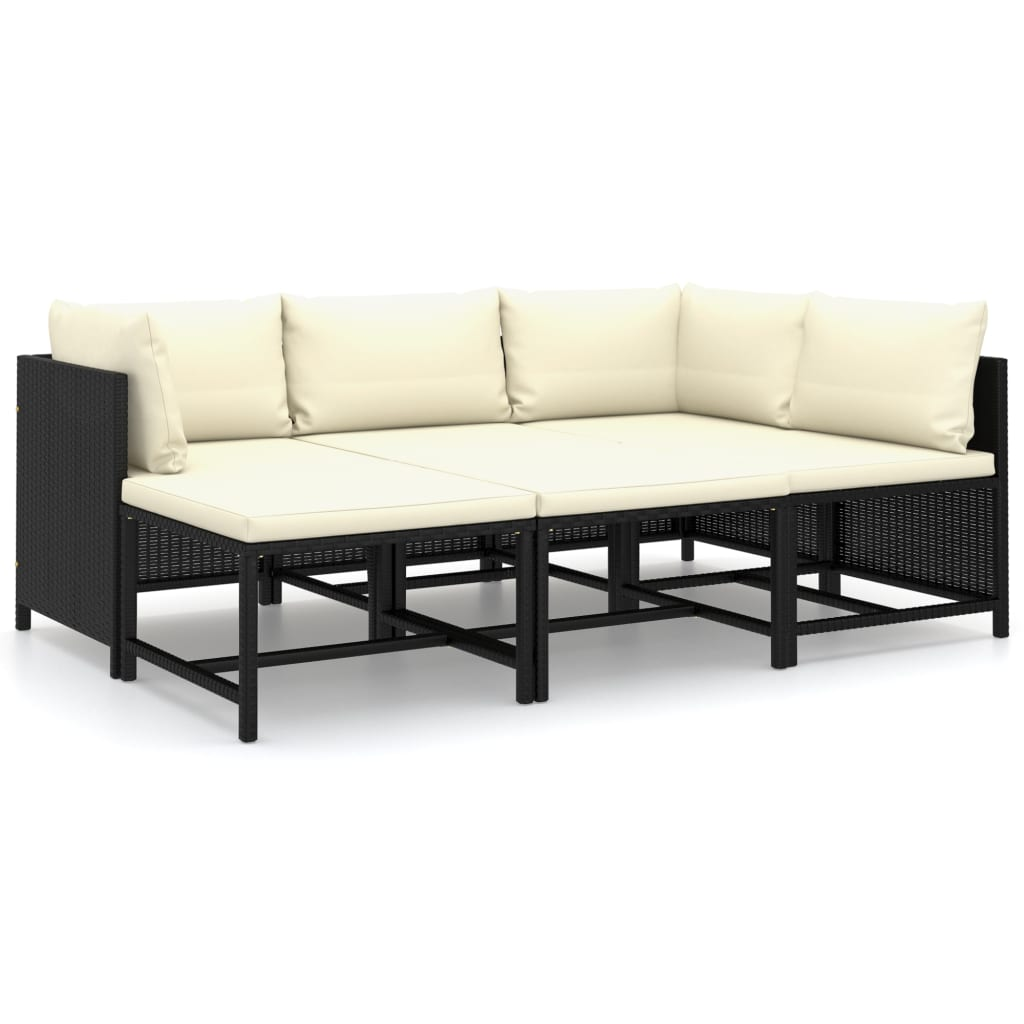 vidaXL 6 Piece Patio Lounge Set with Cushions Poly Rattan Black