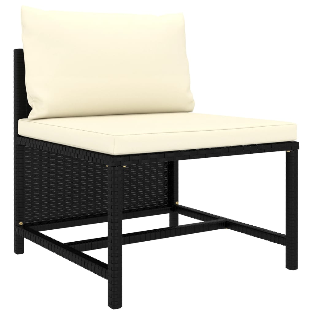 vidaXL 6 Piece Patio Lounge Set with Cushions Poly Rattan Black