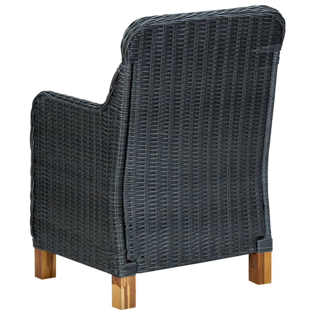 vidaXL 3 Piece Patio Lounge Set with Cushions Poly Rattan Dark Gray