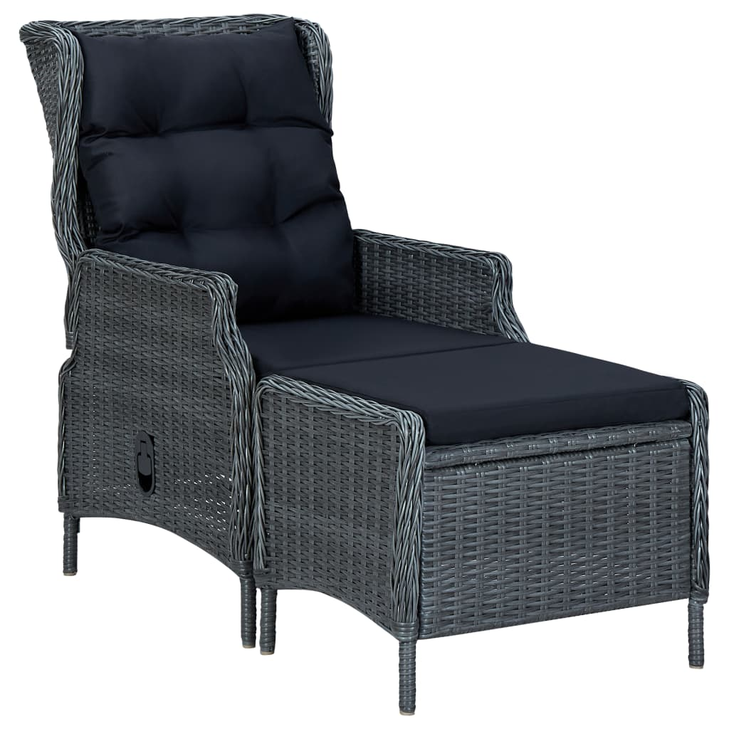 vidaXL 2 Piece Patio Lounge Set with Cushions Poly Rattan Dark Gray