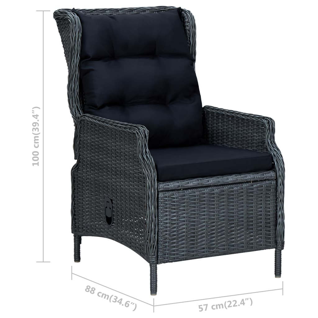 vidaXL 2 Piece Patio Lounge Set with Cushions Poly Rattan Dark Gray