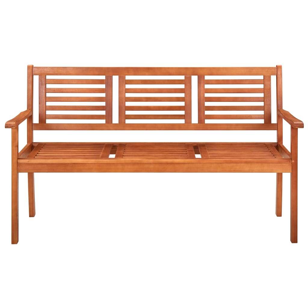 vidaXL 3-Seater Patio Bench with Cushion 59.1" Solid Eucalyptus Wood