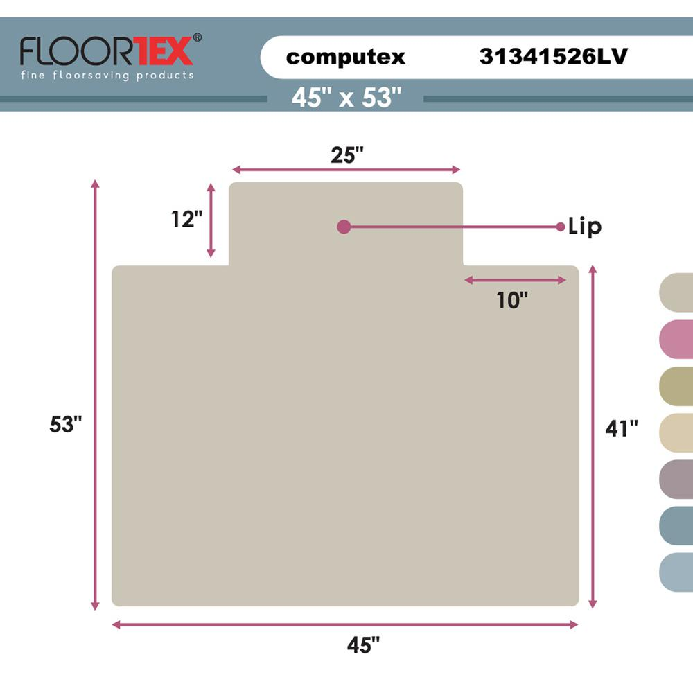 Anti-Static Vinyl Lipped Chair Mat for Carpets up to 3/8" - 45" x 53"