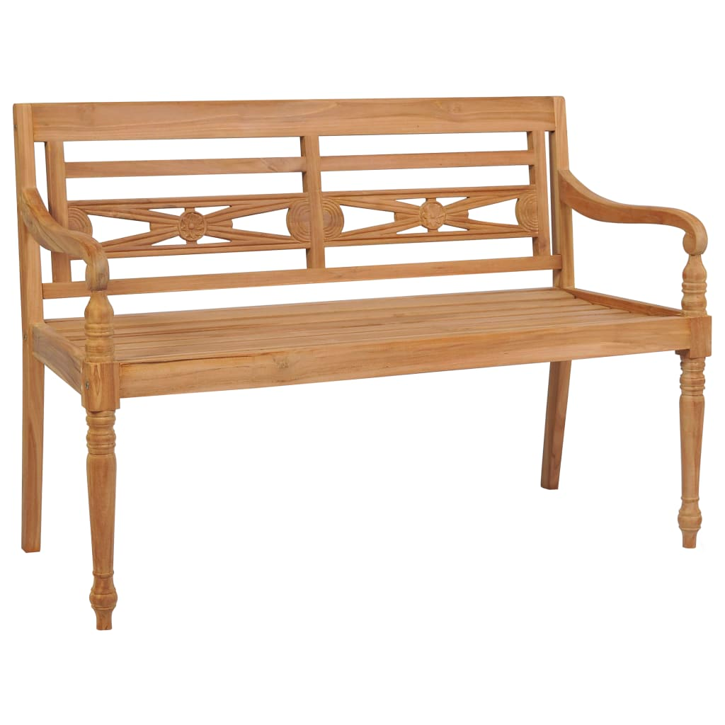 vidaXL Batavia Bench with Gray Cushion 47.2" Solid Teak Wood