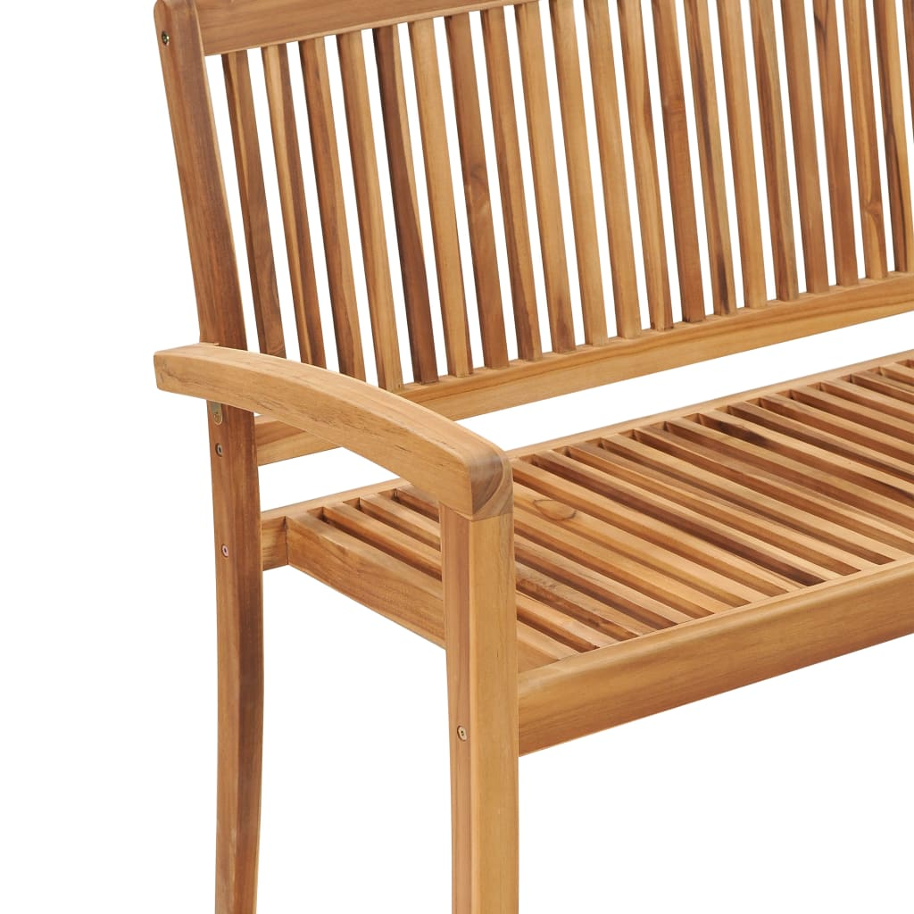 vidaXL Stacking Patio Bench with Cushion 50.6" Solid Teak Wood