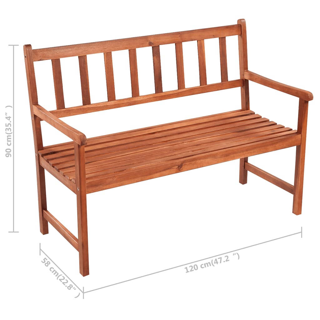 vidaXL Patio Bench with Cushion 47.2'' Solid Acacia Wood