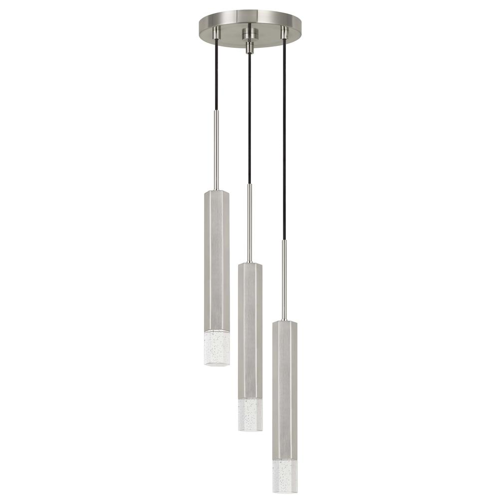 Troy integrated LED Dimmable Hexagon Aluminum Casted 3 Lights Pendant With Glass Diffuser, FX37233PBS