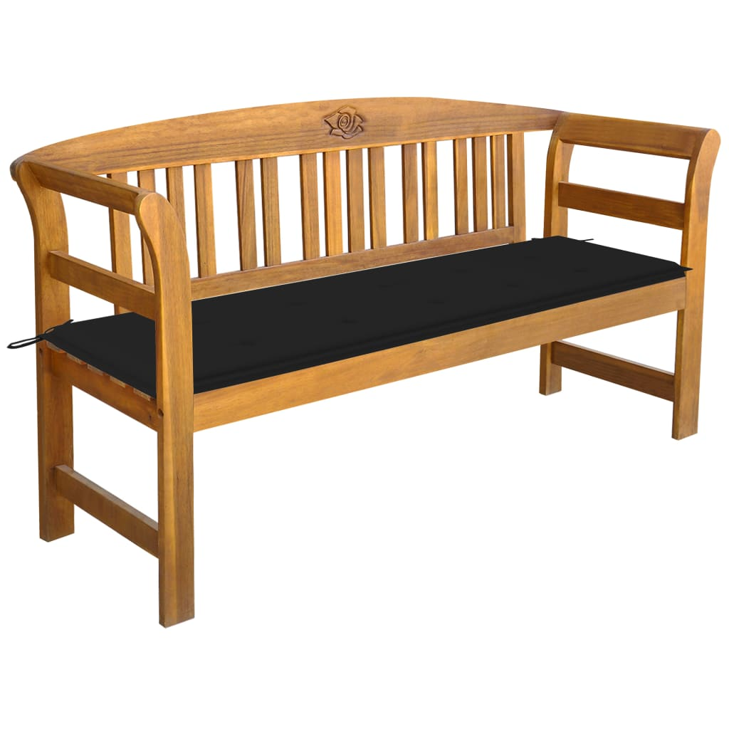 vidaXL Patio Bench with Cushion 61.8" Solid Acacia Wood