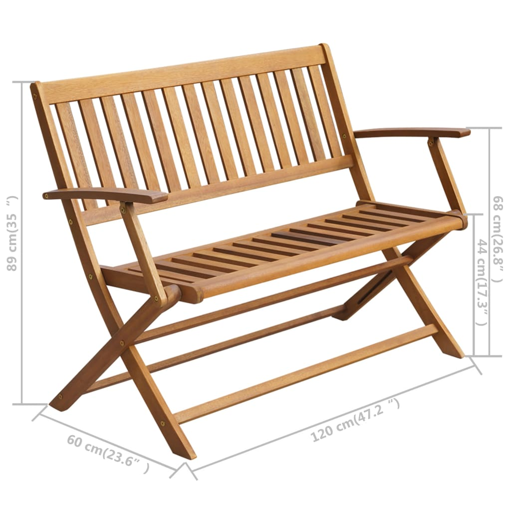 vidaXL Patio Bench with Cushion 47.2'' Solid Acacia Wood