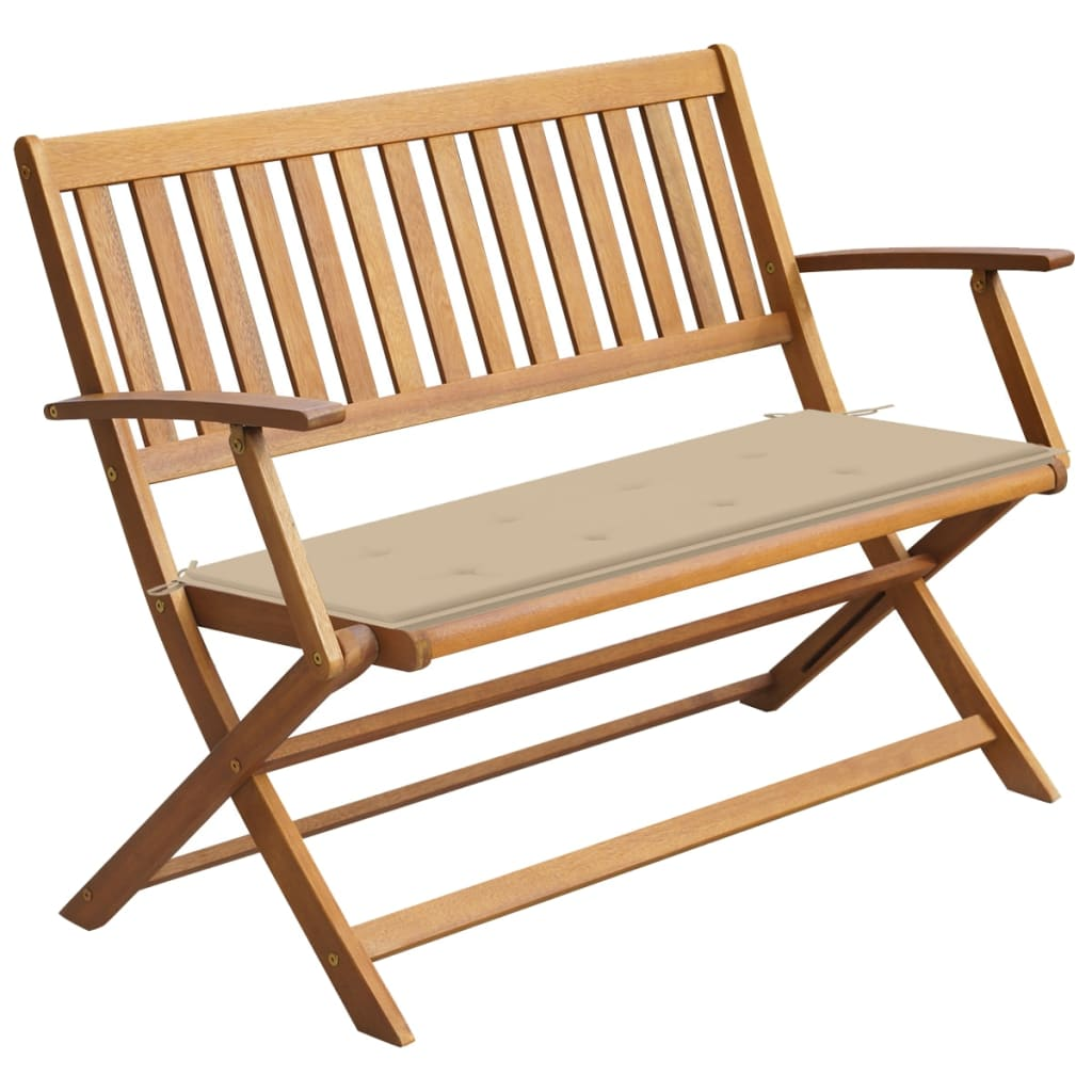 vidaXL Patio Bench with Cushion 47.2" Solid Acacia Wood