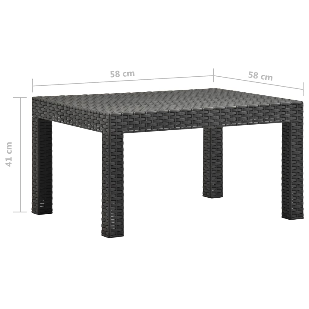 vidaXL 3 Piece Patio Lounge Set with Cushions PP Rattan Anthracite