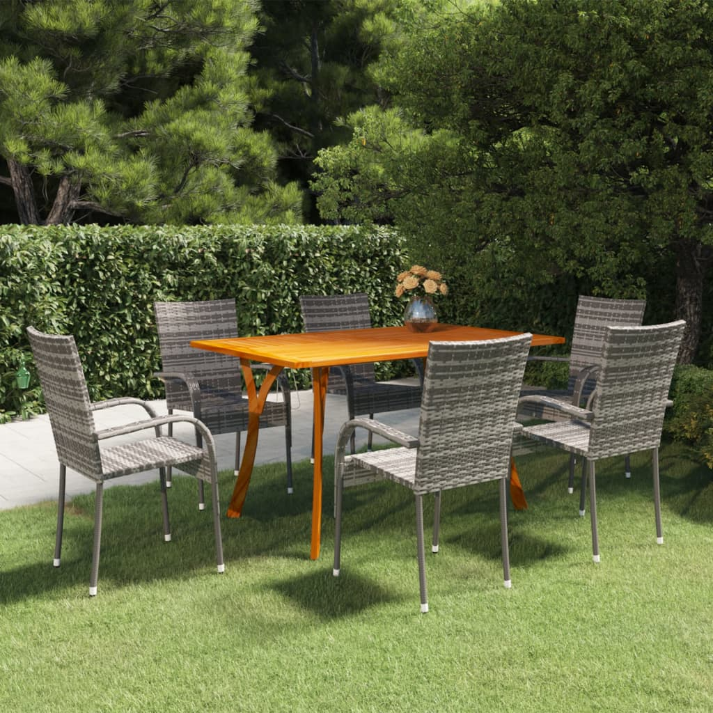 vidaXL 7 Piece Patio Dining Set Gray