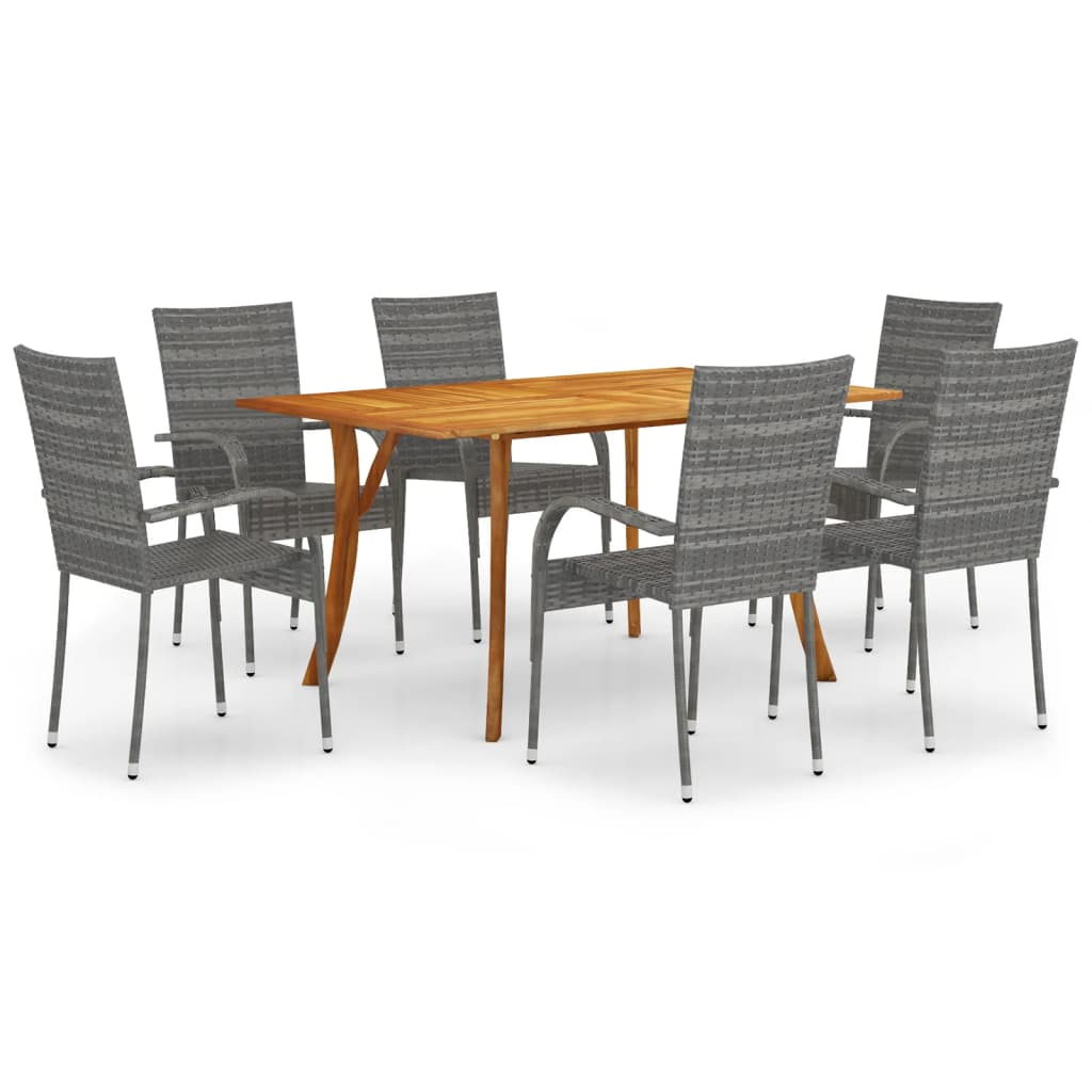 vidaXL 7 Piece Patio Dining Set Gray