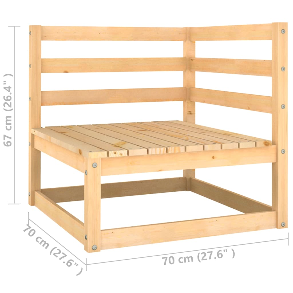 vidaXL 3 Piece Patio Lounge Set with Cushions Solid Wood Pine