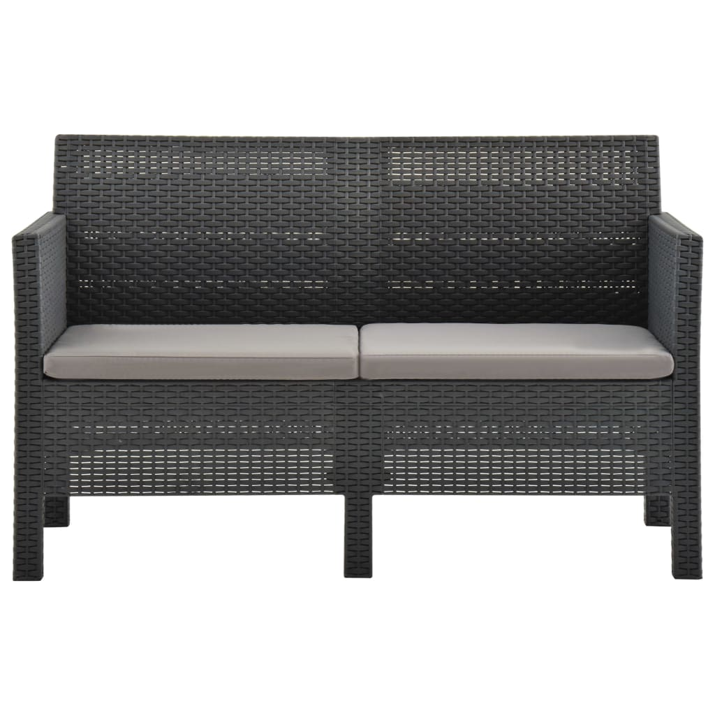 vidaXL 2 Piece Patio Lounge Set with Cushions PP Rattan Anthracite