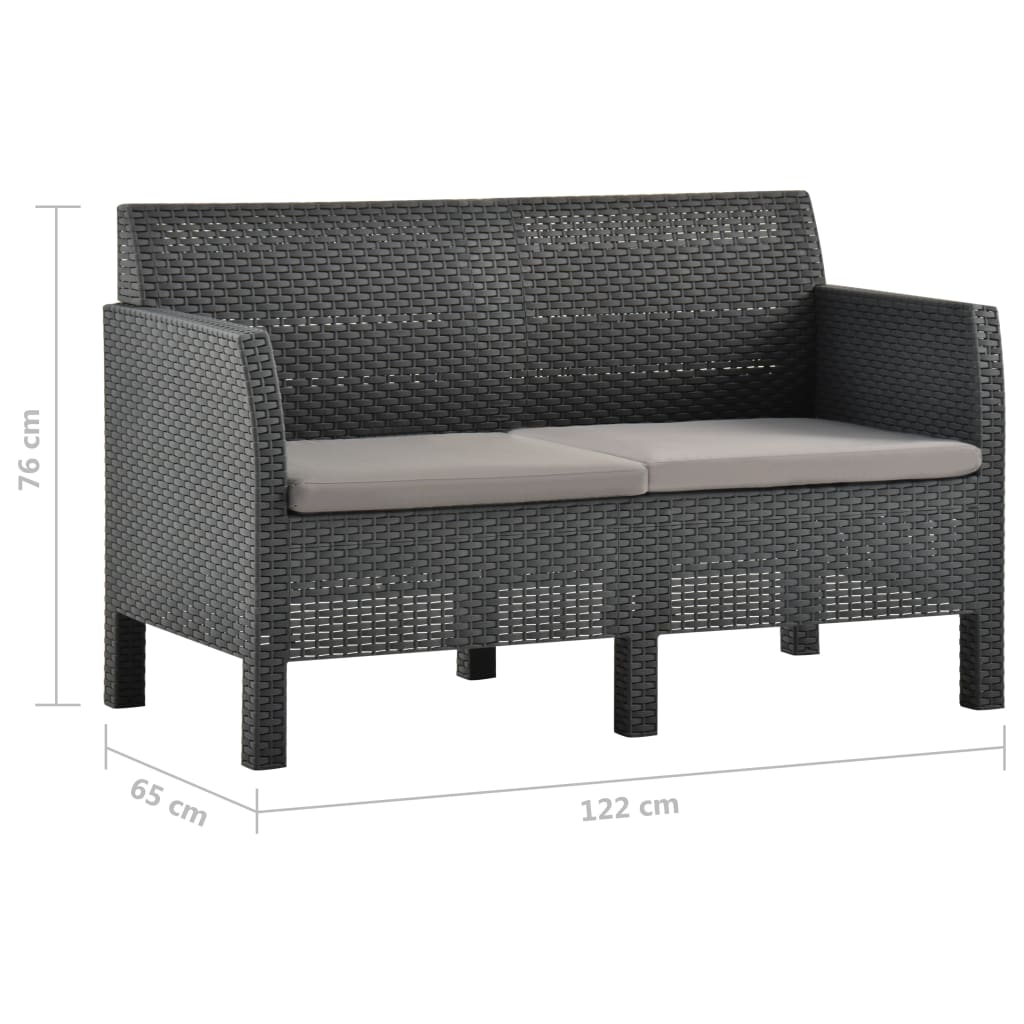 vidaXL 2 Piece Patio Lounge Set with Cushions PP Rattan Anthracite