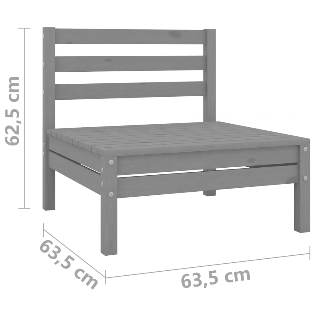 vidaXL 3 Piece Patio Lounge Set Gray Solid Wood Pine