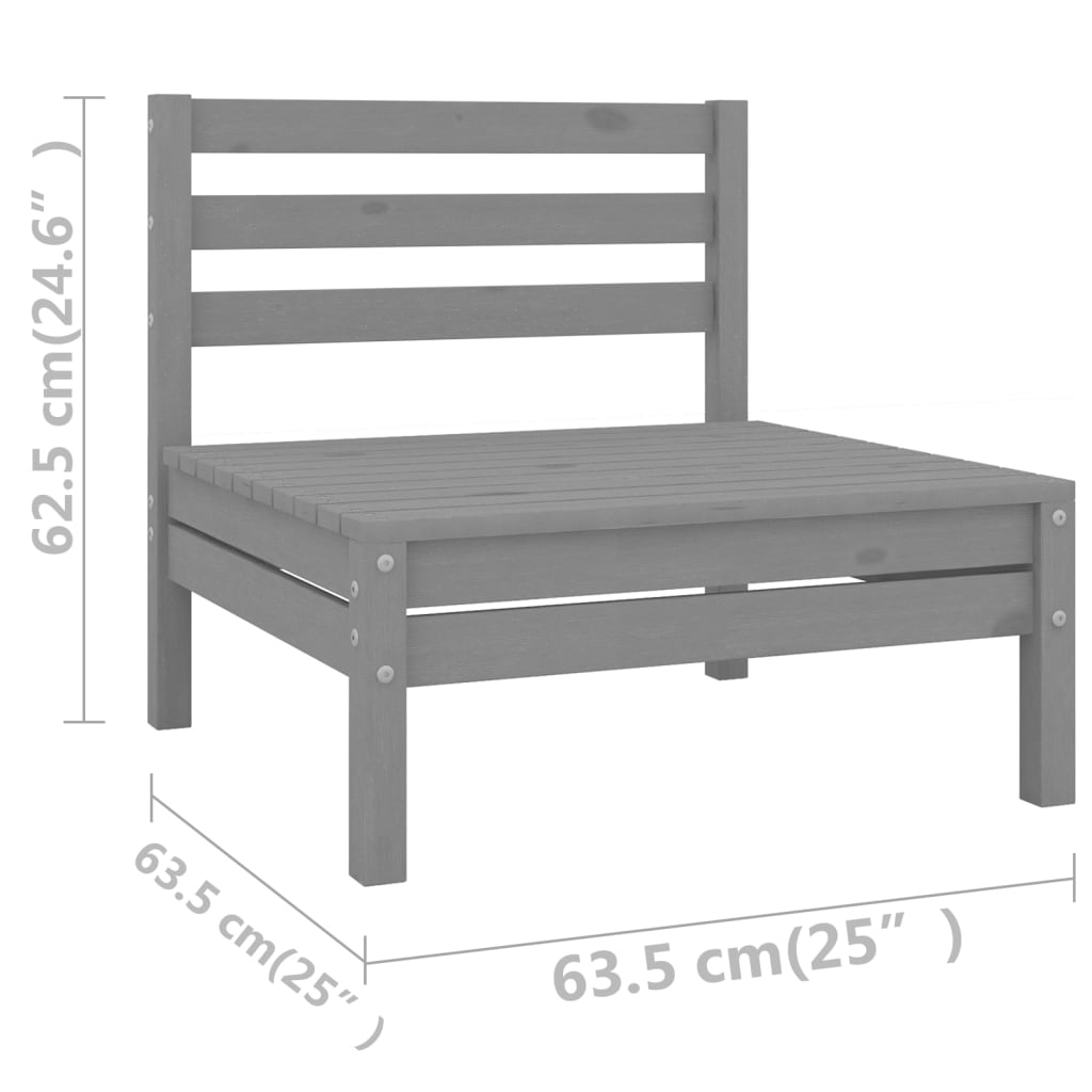 vidaXL 3 Piece Patio Lounge Set Gray Solid Pinewood