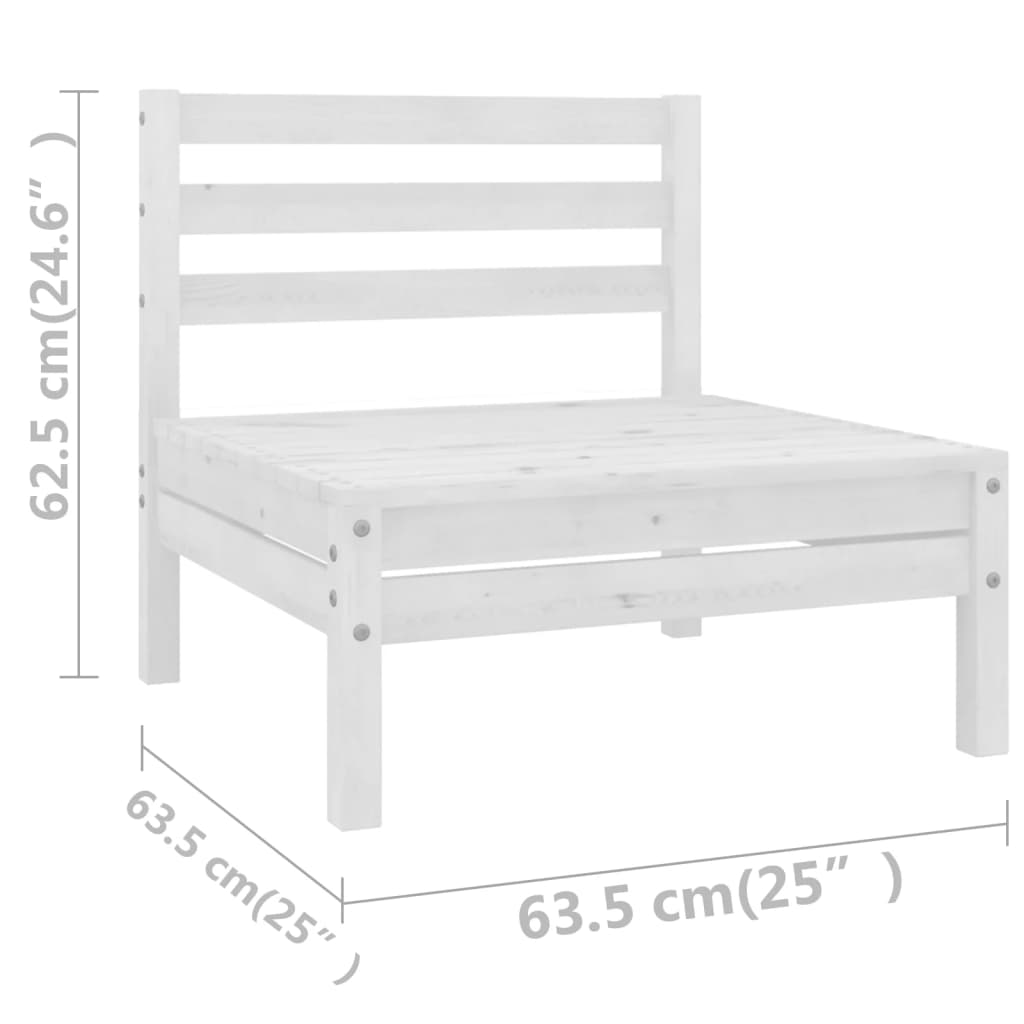 vidaXL 3 Piece Patio Lounge Set White Solid Pinewood