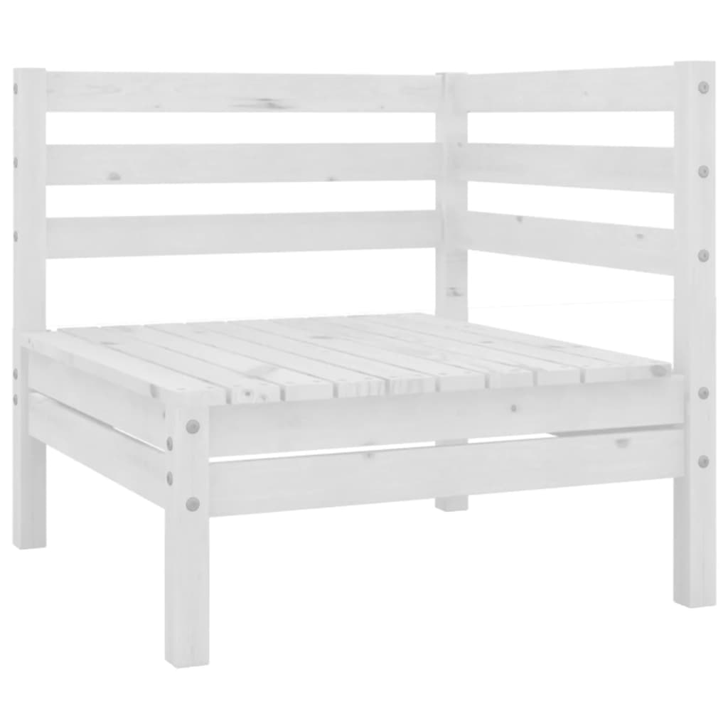 vidaXL 3 Piece Patio Lounge Set White Solid Wood Pine