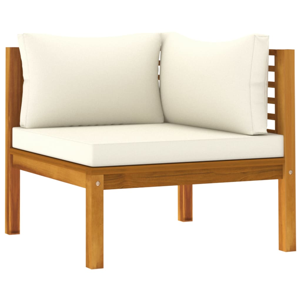 vidaXL 3 Piece Patio Lounge Set with Cream Cushion Solid Acacia Wood