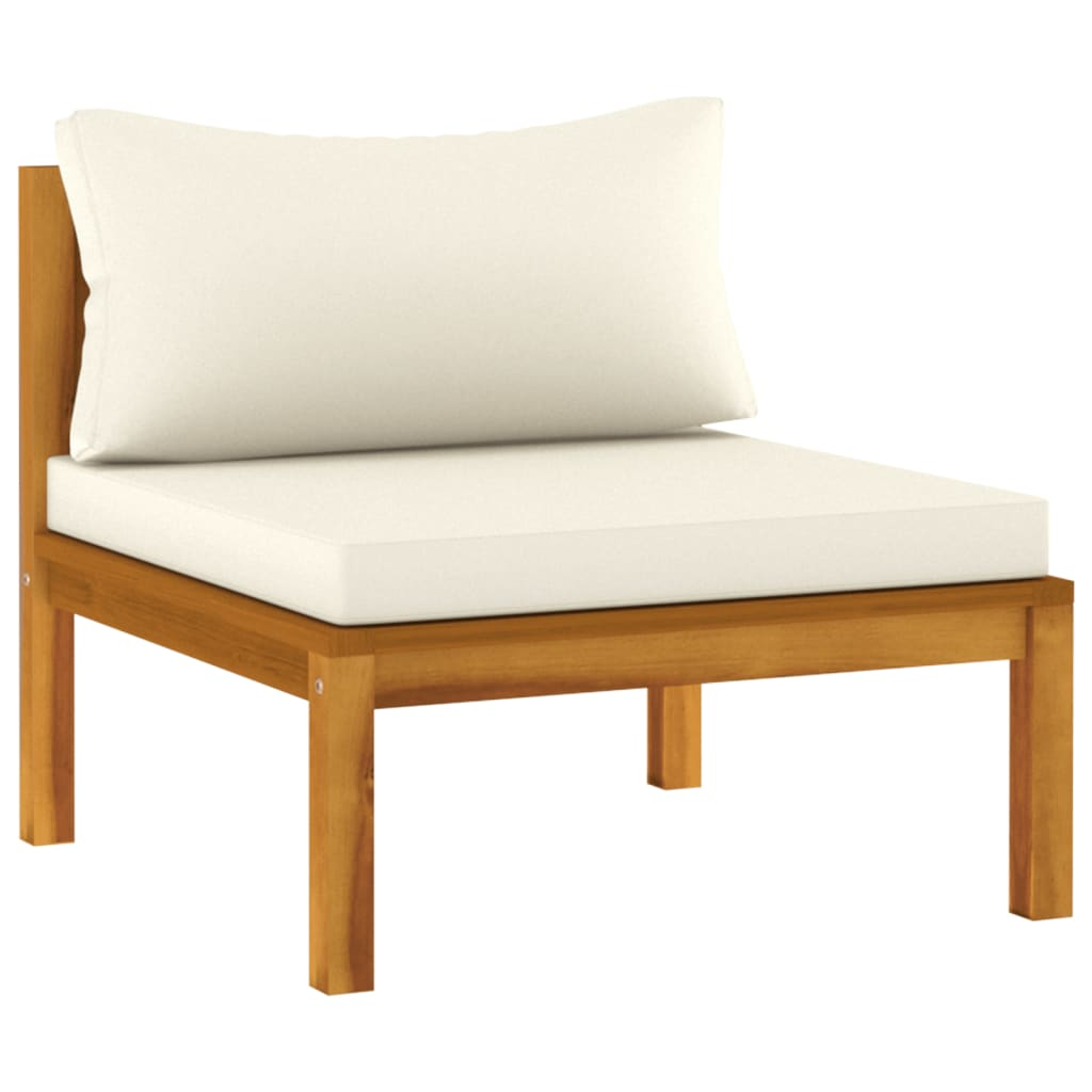 vidaXL 3 Piece Patio Lounge Set with Cream Cushion Solid Acacia Wood