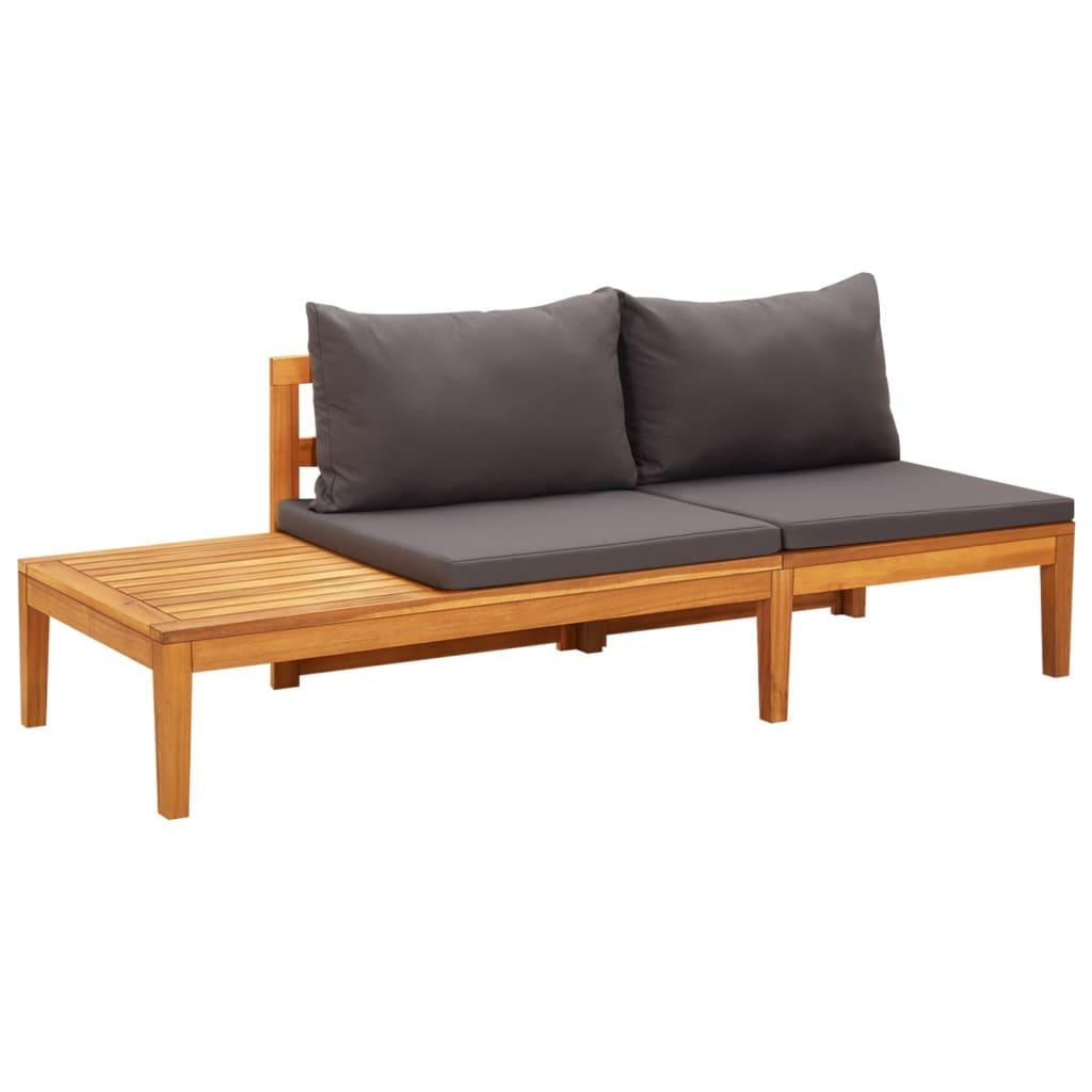 vidaXL Patio Benches with Dark Gray Cushions 2 pcs Acacia Wood