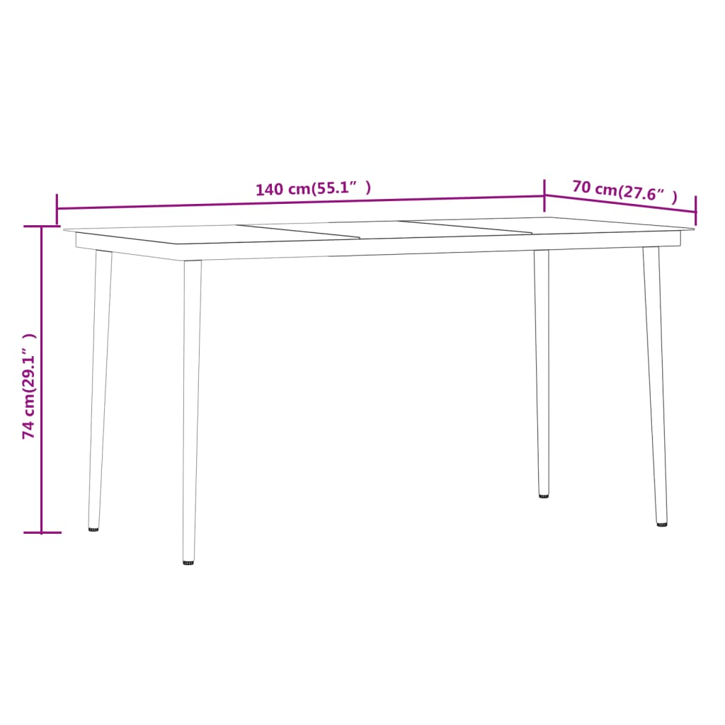 vidaXL 7 Piece Patio Dining Set Black