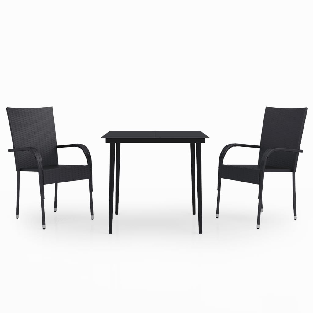 vidaXL 3 Piece Patio Dining Set Black