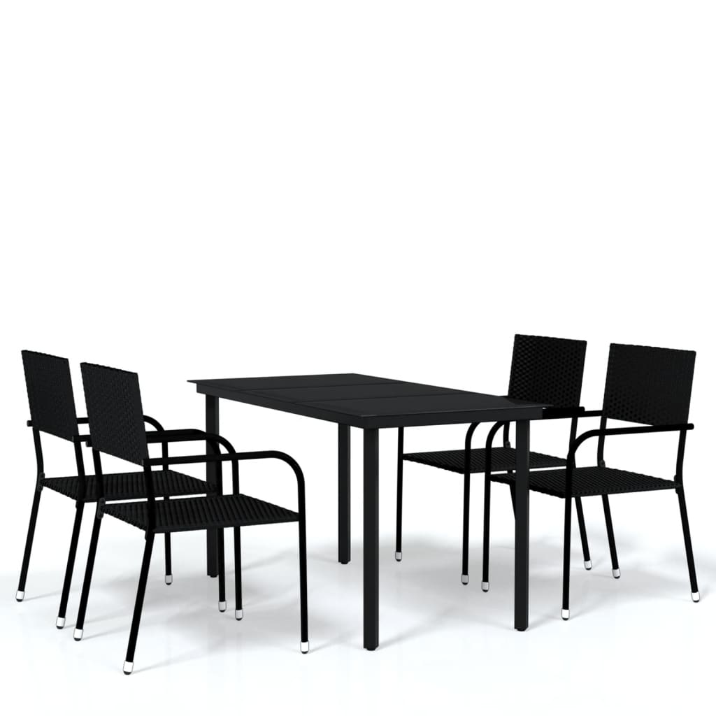 vidaXL 5 Piece Patio Dining Set Black