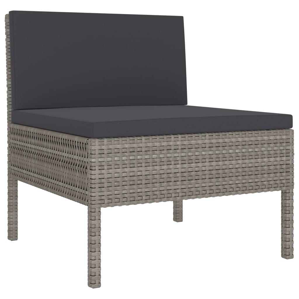 vidaXL 2 Piece Patio Lounge Set with Cushions Poly Rattan Gray