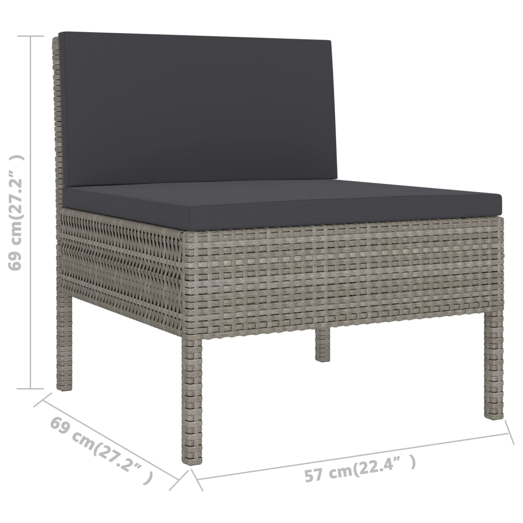 vidaXL 2 Piece Patio Lounge Set with Cushions Poly Rattan Gray