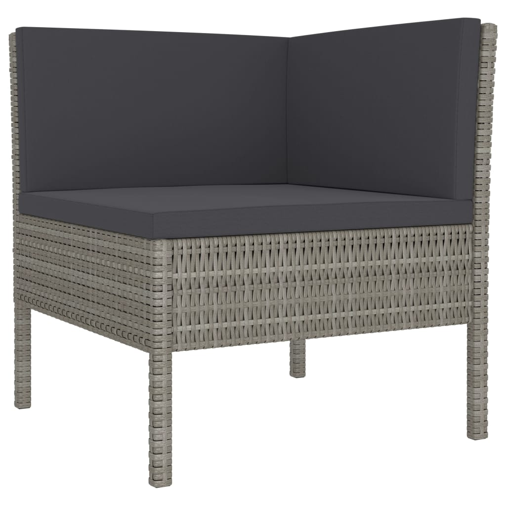 vidaXL 3 Piece Patio Lounge Set with Cushions Poly Rattan Gray