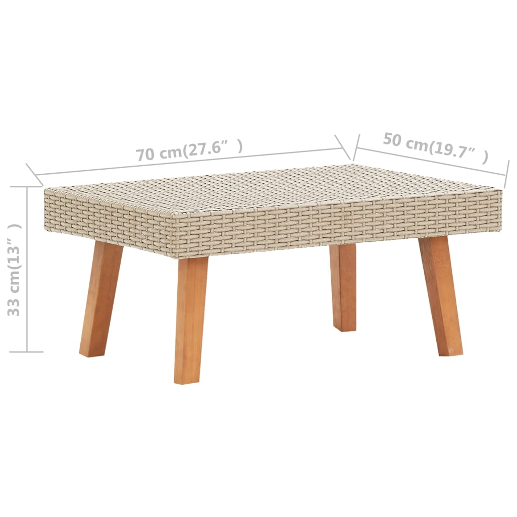 vidaXL Patio Coffee Table Poly Rattan Beige