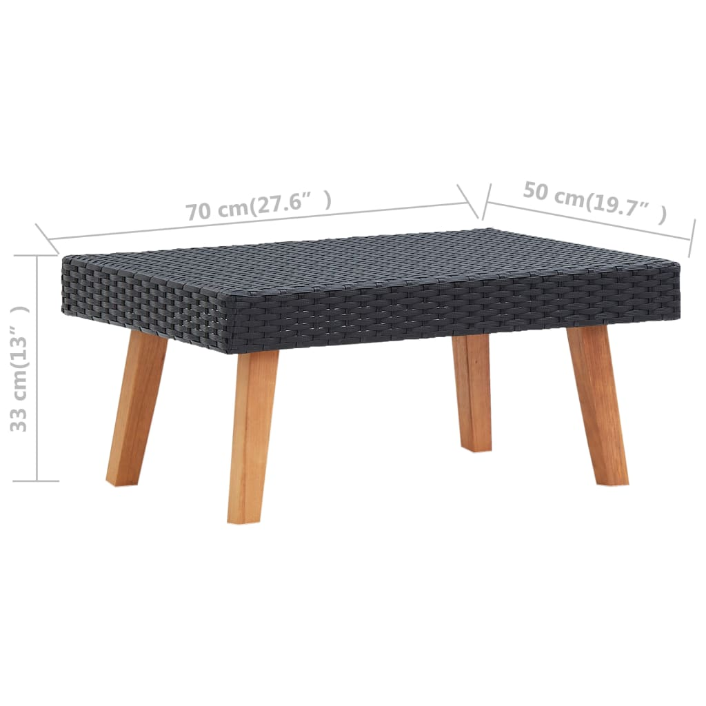 vidaXL Patio Coffee Table Poly Rattan Black