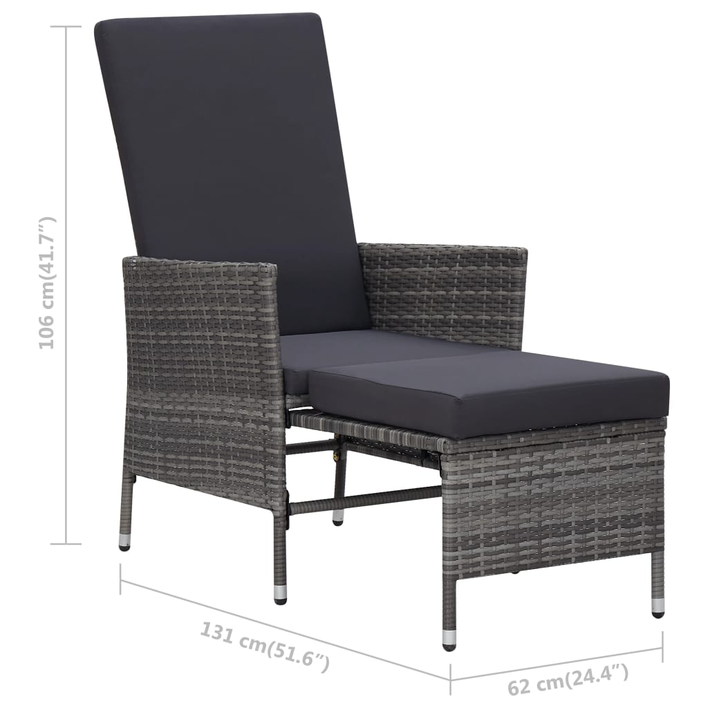 vidaXL 2 Piece Patio Lounge Set with Cushions Poly Rattan Gray