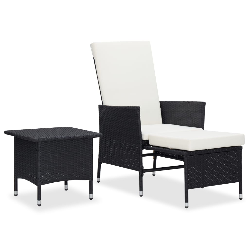 vidaXL 2 Piece Patio Lounge Set with Cushions Poly Rattan Black