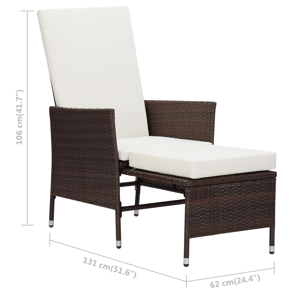 vidaXL 2 Piece Patio Lounge Set with Cushions Poly Rattan Brown