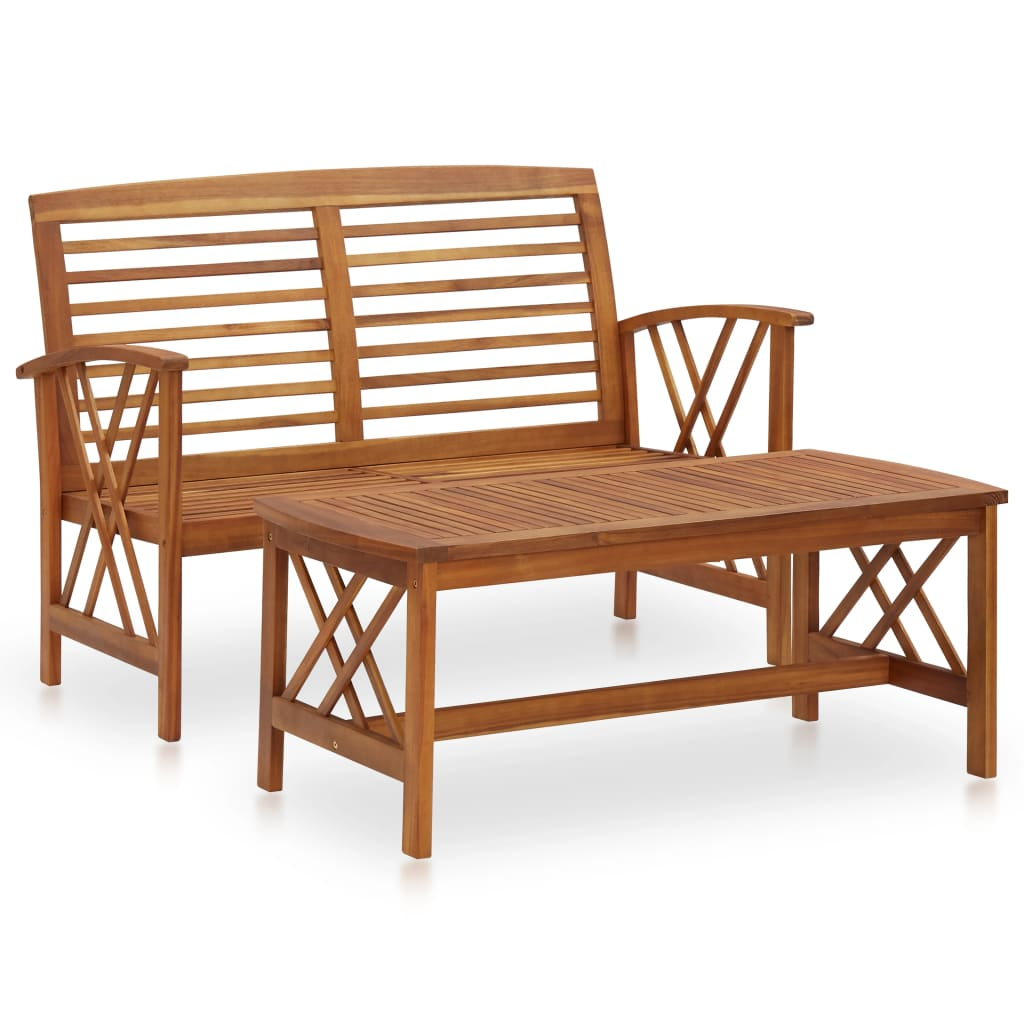 vidaXL 2 Piece Patio Lounge Set Solid Acacia Wood