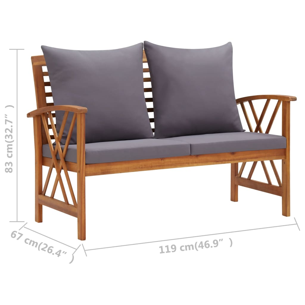 vidaXL 2 Piece Patio Lounge Set with Cushions Solid Acacia Wood