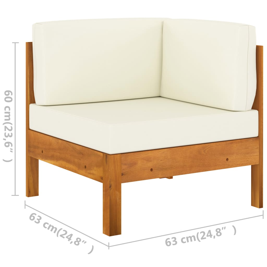 vidaXL 2 Piece Patio Lounge Set with Cream White Cushions Acacia Wood