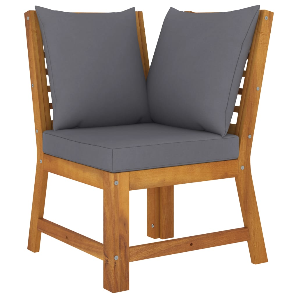 vidaXL 3 Piece Patio Lounge Set with Dark Gray Cushion Solid Acacia Wood