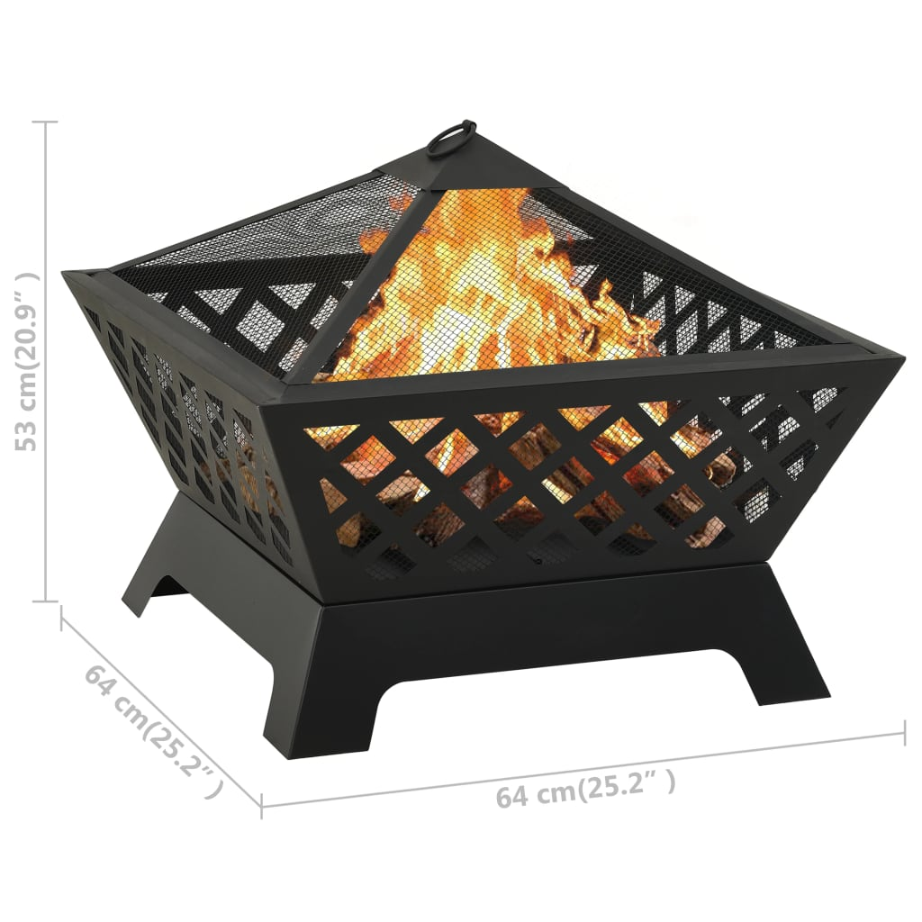 vidaXL Fire Pit with Poker 25.2" XXL Steel