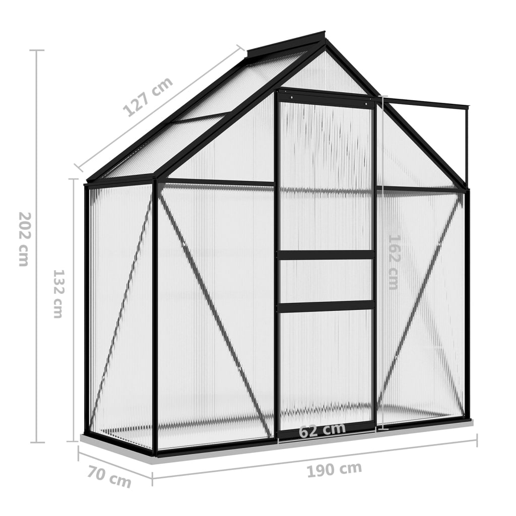 vidaXL Greenhouse Anthracite Aluminum 14.3 ft²