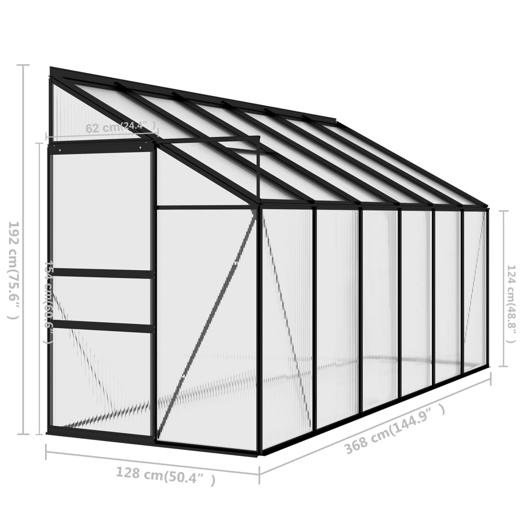 vidaXL Greenhouse Anthracite Aluminum 262.7 ft³