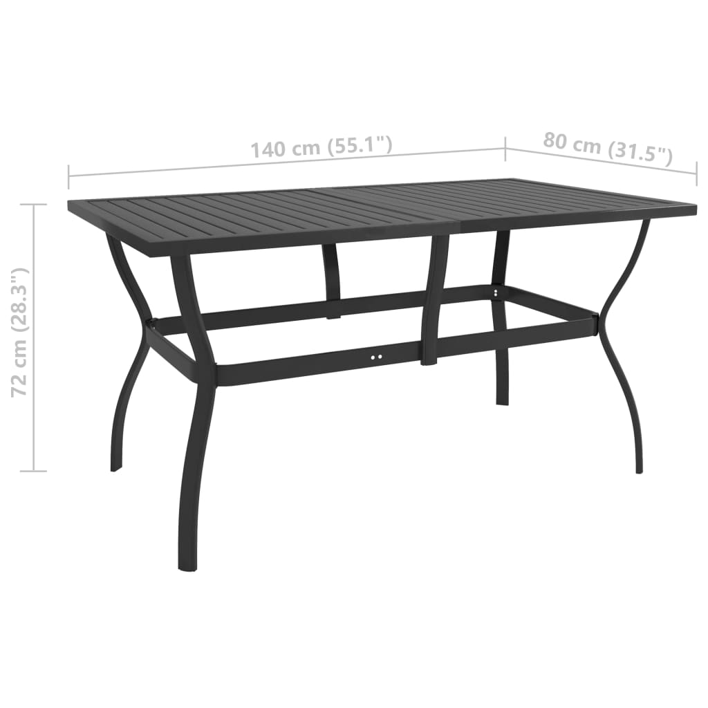 vidaXL Patio Table Anthracite 55.1"x31.5"x28.3" Steel