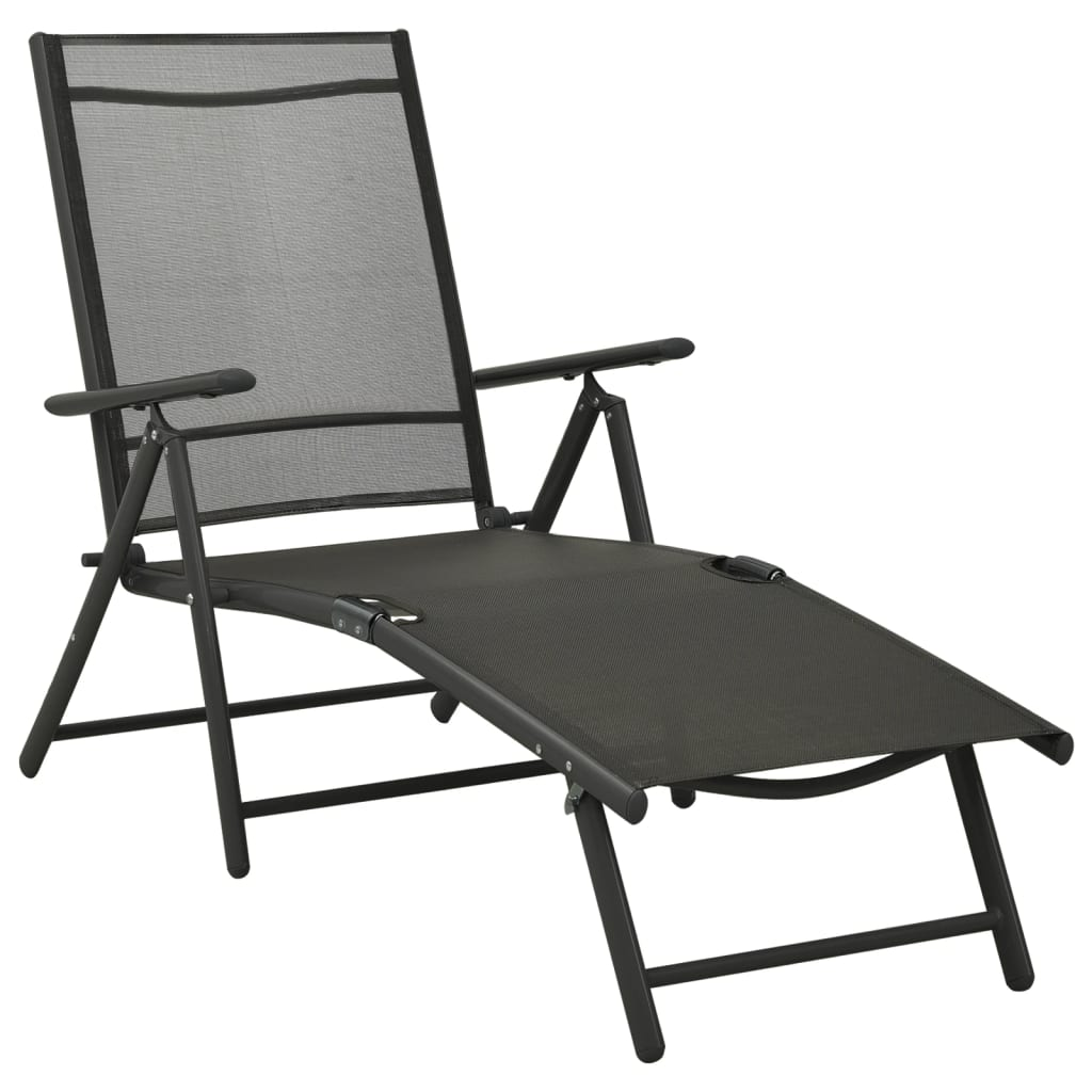 vidaXL 3 Piece Patio Lounge Set Textilene and Aluminum Black