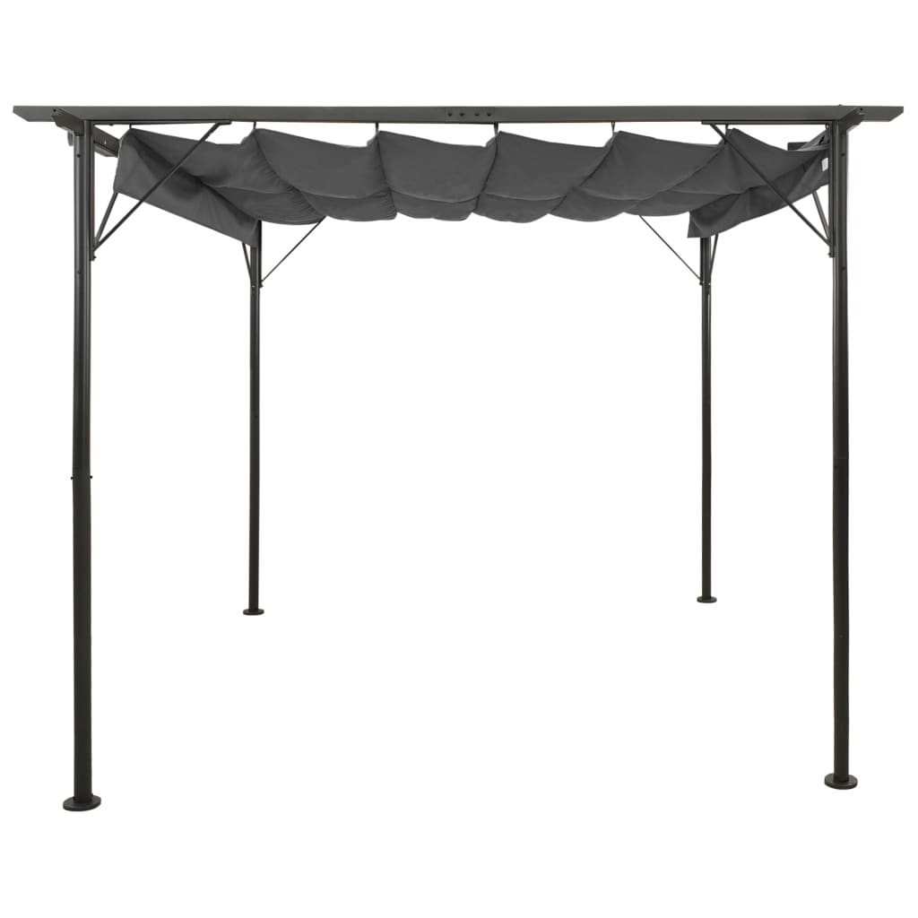 vidaXL Pergola with Retractable Roof Anthracite 9.8'x9.8' Steel 0.6 oz/ft²