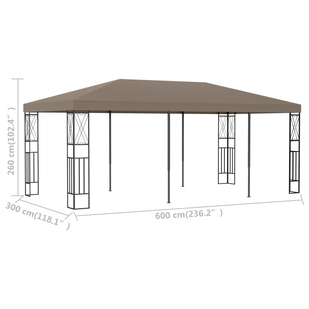 vidaXL Gazebo 236.2"x118.1" Taupe Fabric